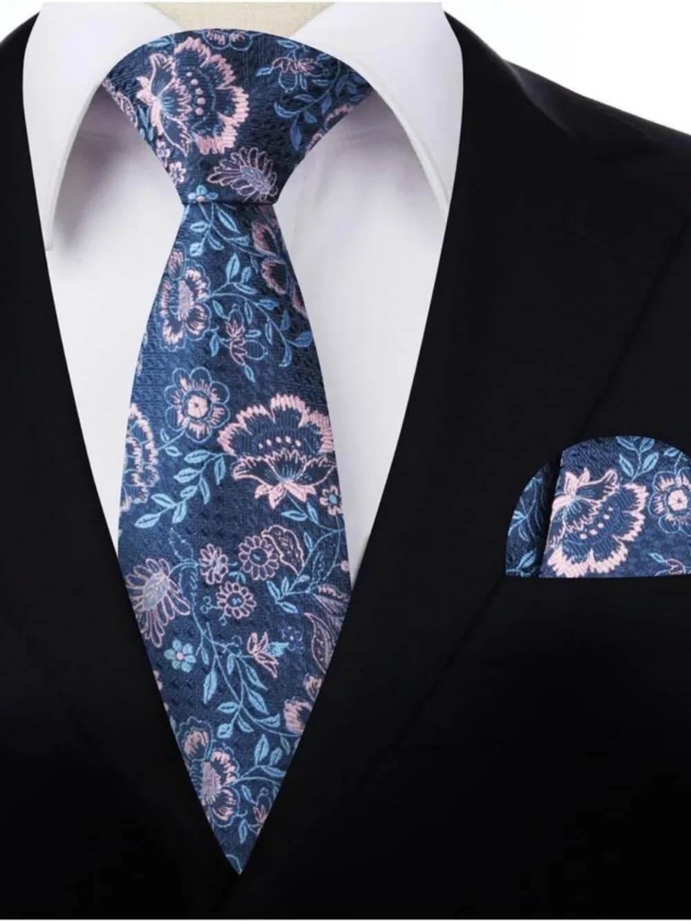 Colorful Flower Handkerchief & Necktie Set for Men - Stylish Accessory Gift
